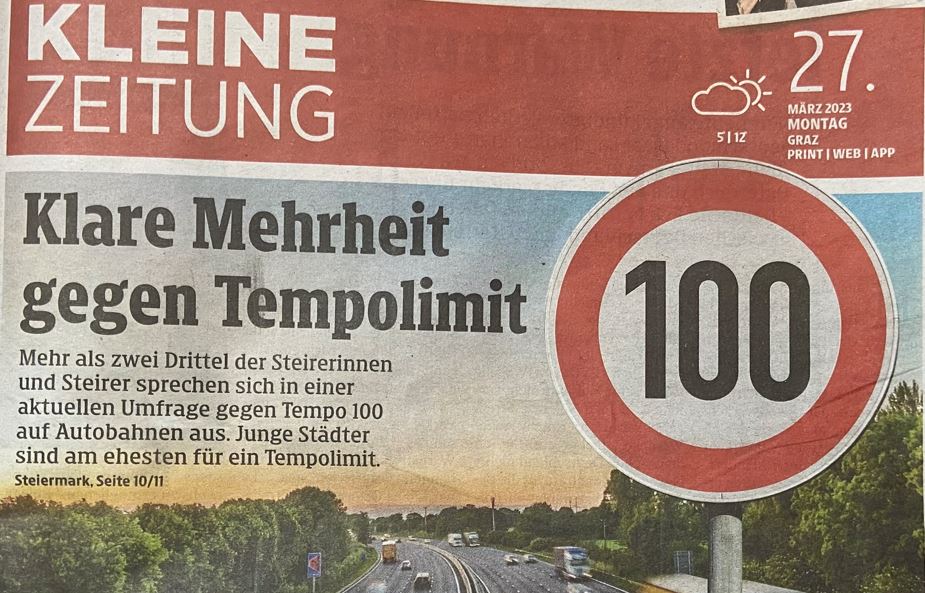 Klimaschutz Tempolimit Autobahn Steiermark Umfrage