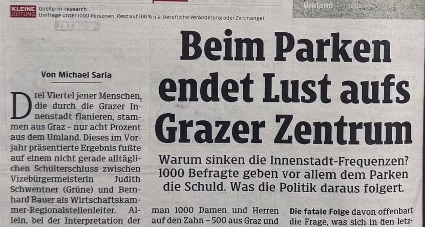 Grazer Innenstadt Frequenz sinkend, m(Research Umfrage