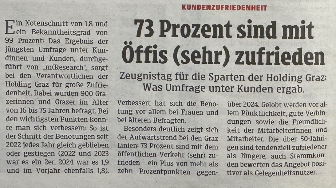 Umfrage Graz Holding Linien mresearch kleine zeitung